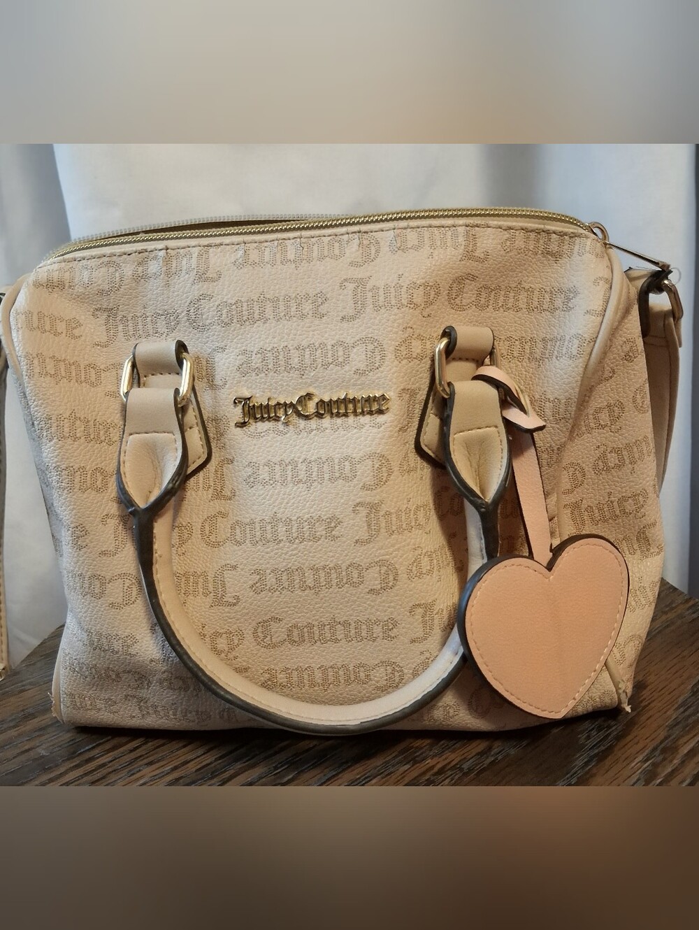 Juicy Couture Cream Satchel with Pink Heart Charm